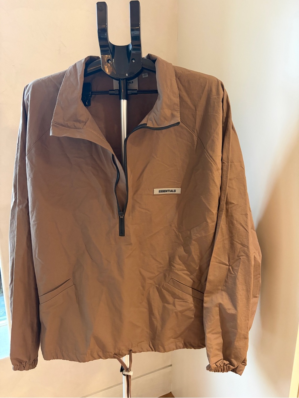 Essentials Tan Half-Zip Bomber Jacket